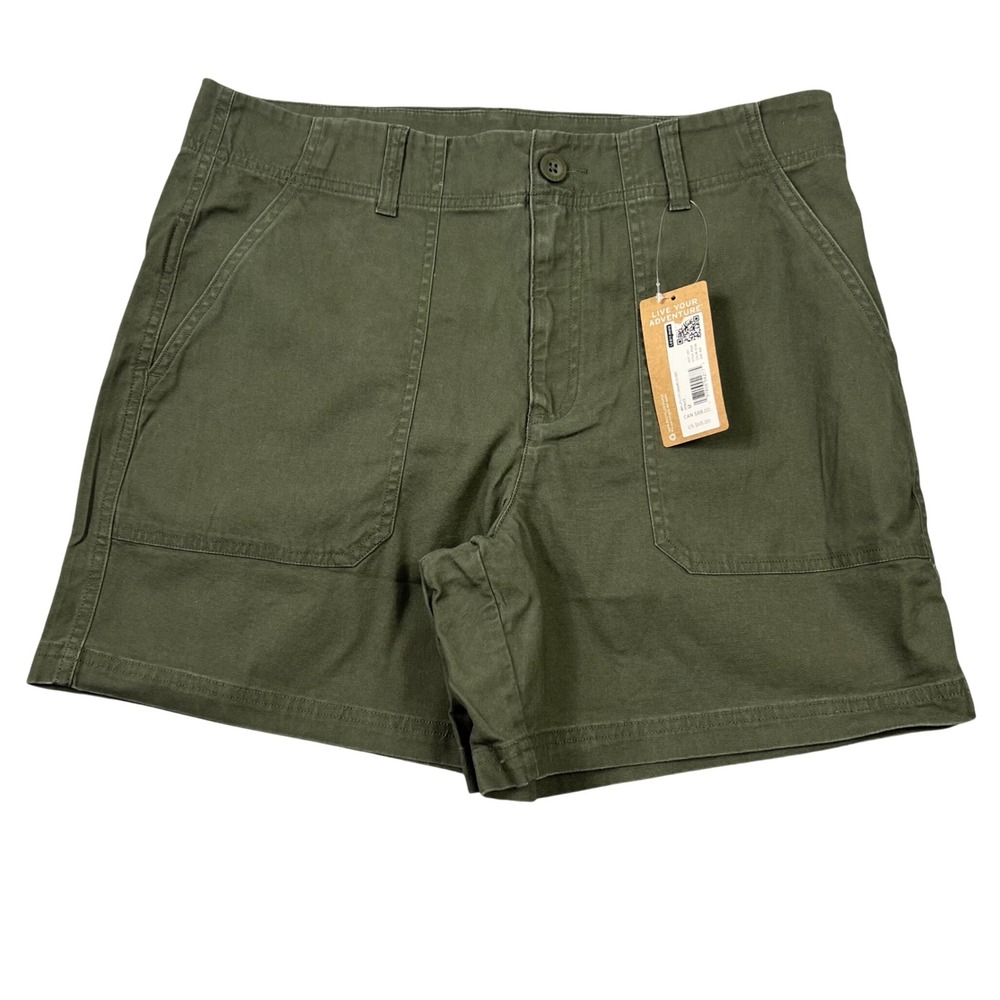 Eddie Bauer Womens 12 Olive Green Canvas Utility Shorts Hiking Gorpcore Outdoor